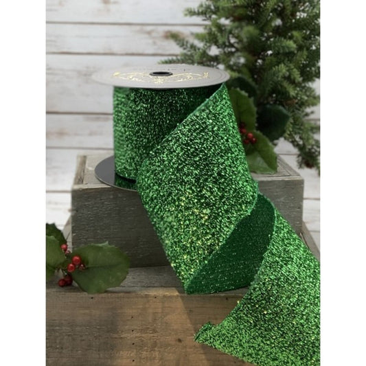4" Green Lame Metallic Crinkled Ribbon