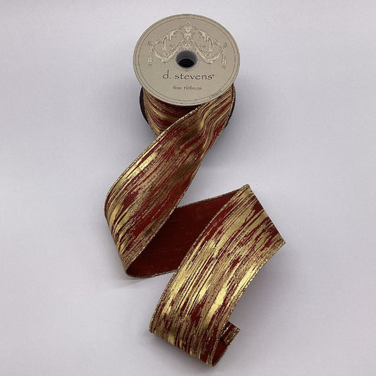 Gold and red striped ribbon with 'd. stevens' label on a white background