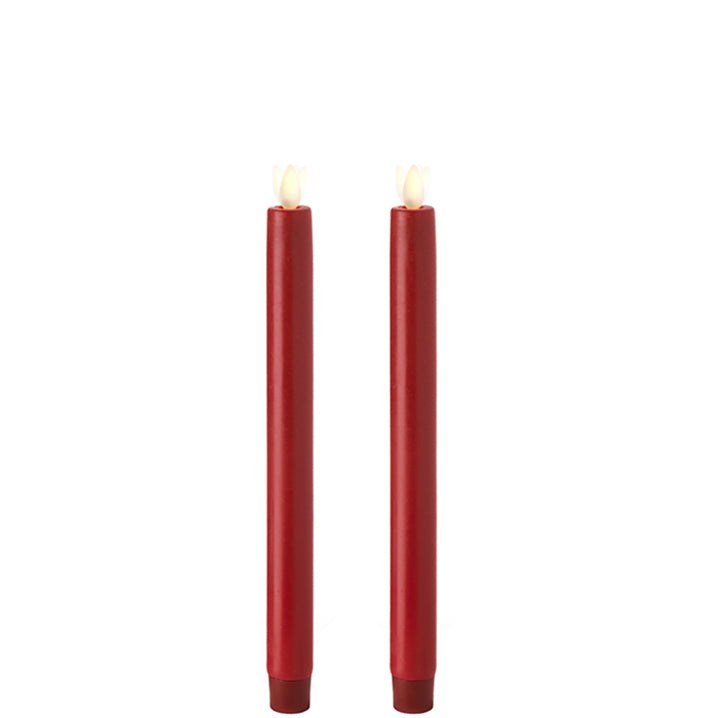 Two red wax LED tall candles