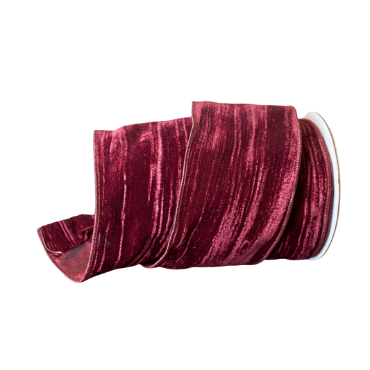 4" Burgundy Crushed Velvet Ribbon