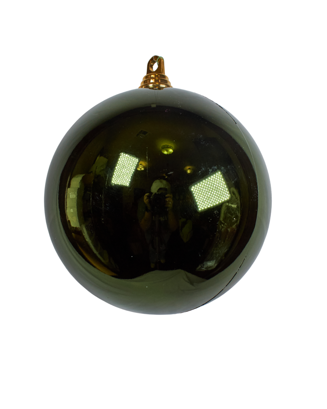 Green ball ornament on a white background