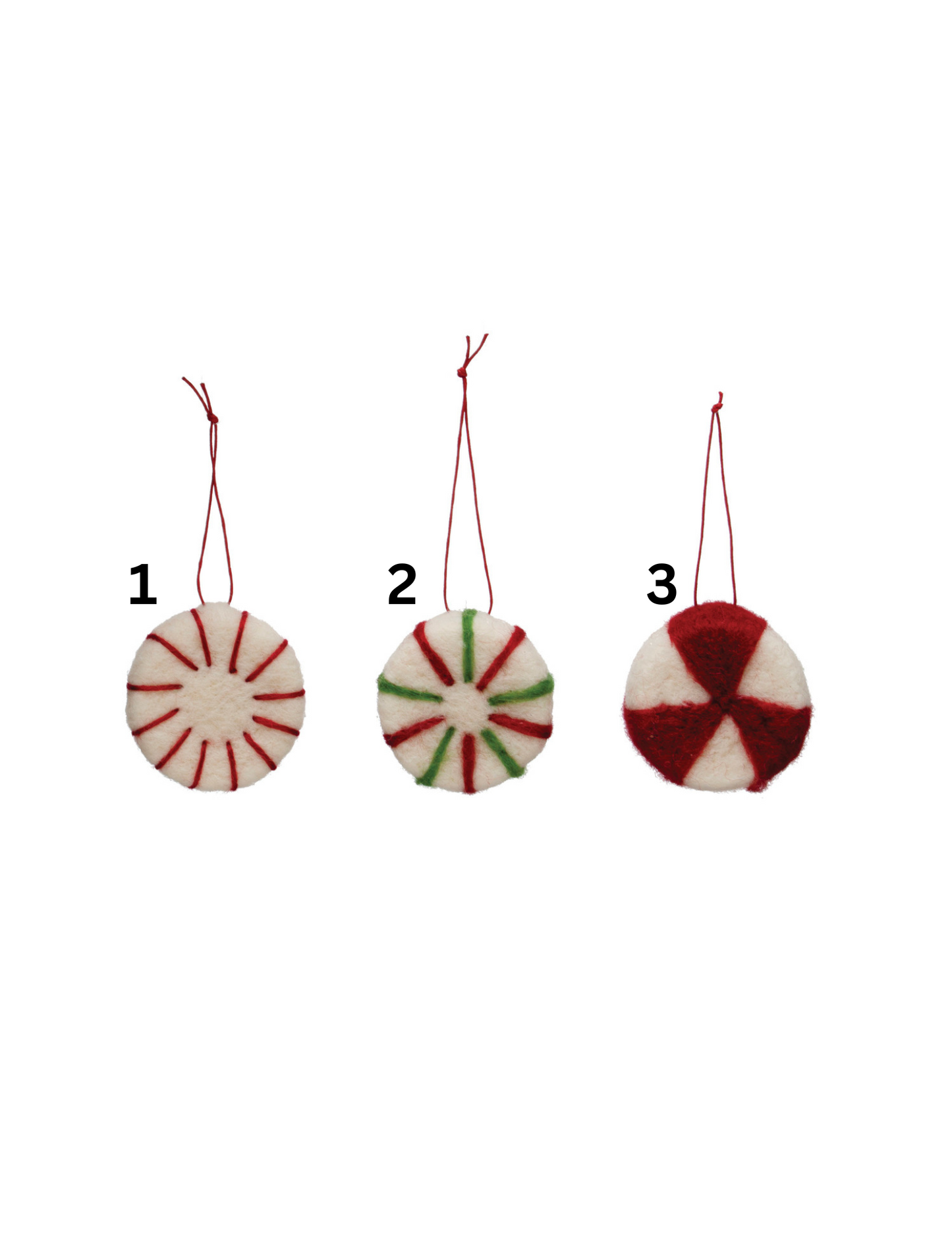Wool Felt Peppermint Ornaments