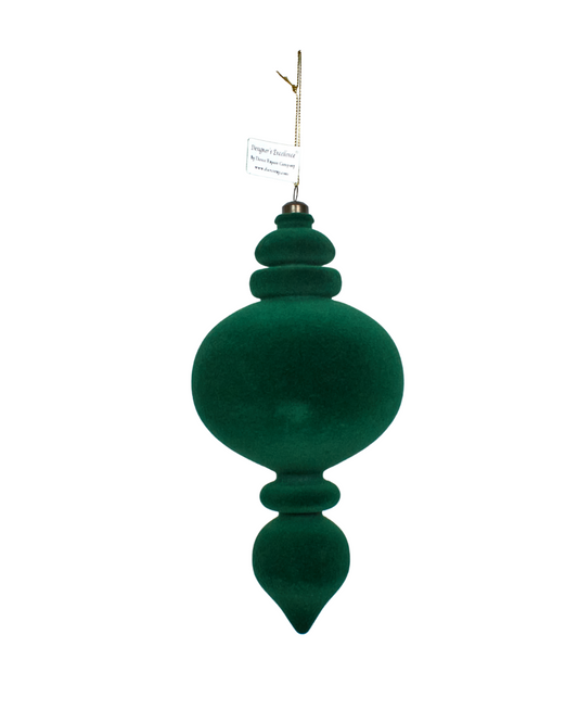 Green finial ornament on a white background