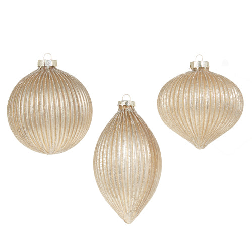 Glitter Ribbed Ornament