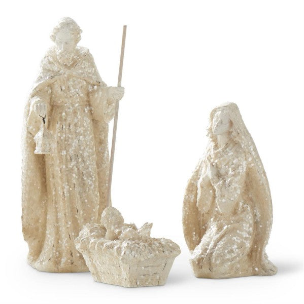 White Glitter Nativity Set
