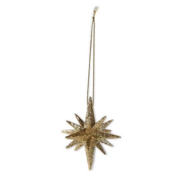 9 Point Gold Glitter Star Ornament