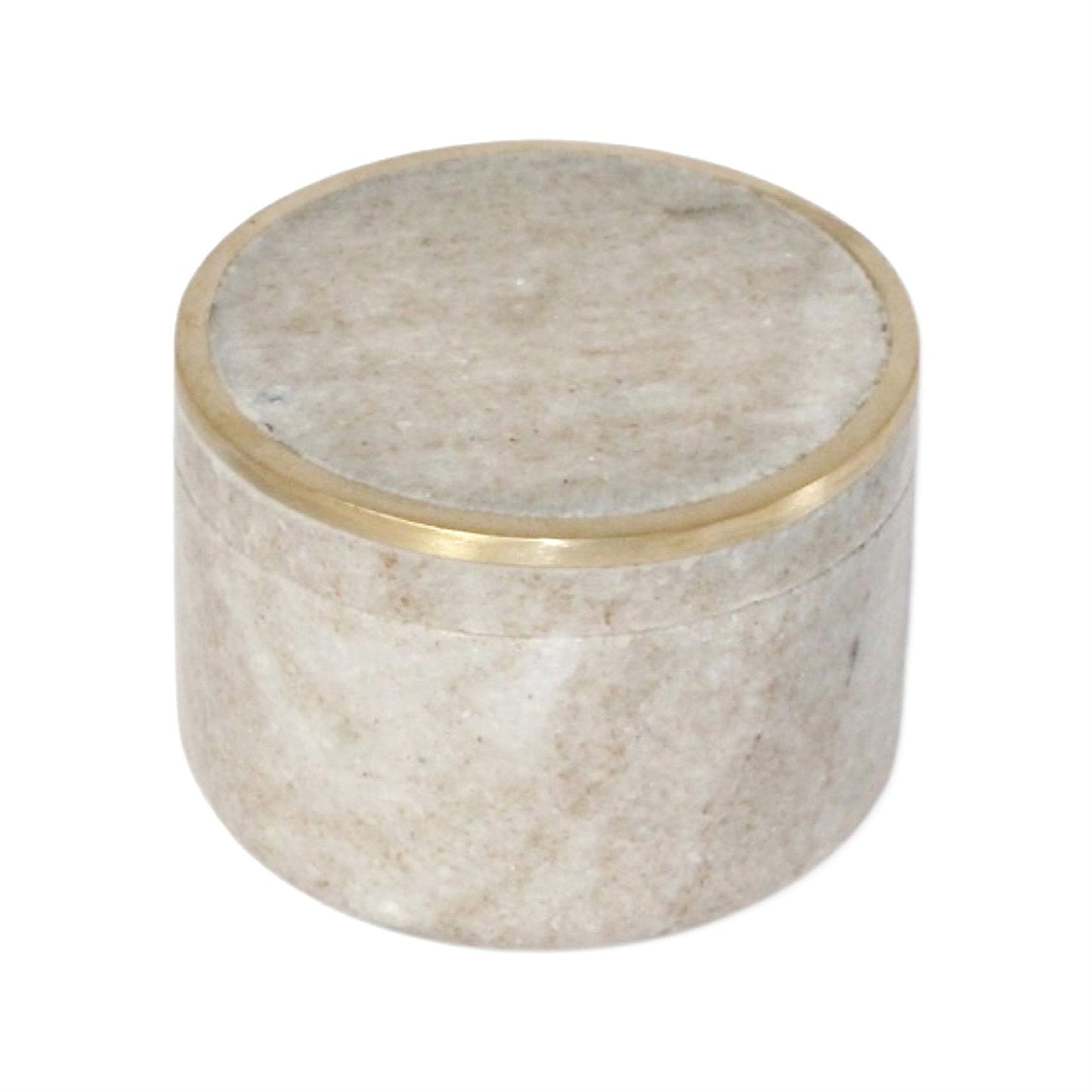 Beige Marble Canister w/ Brass Edge Lid