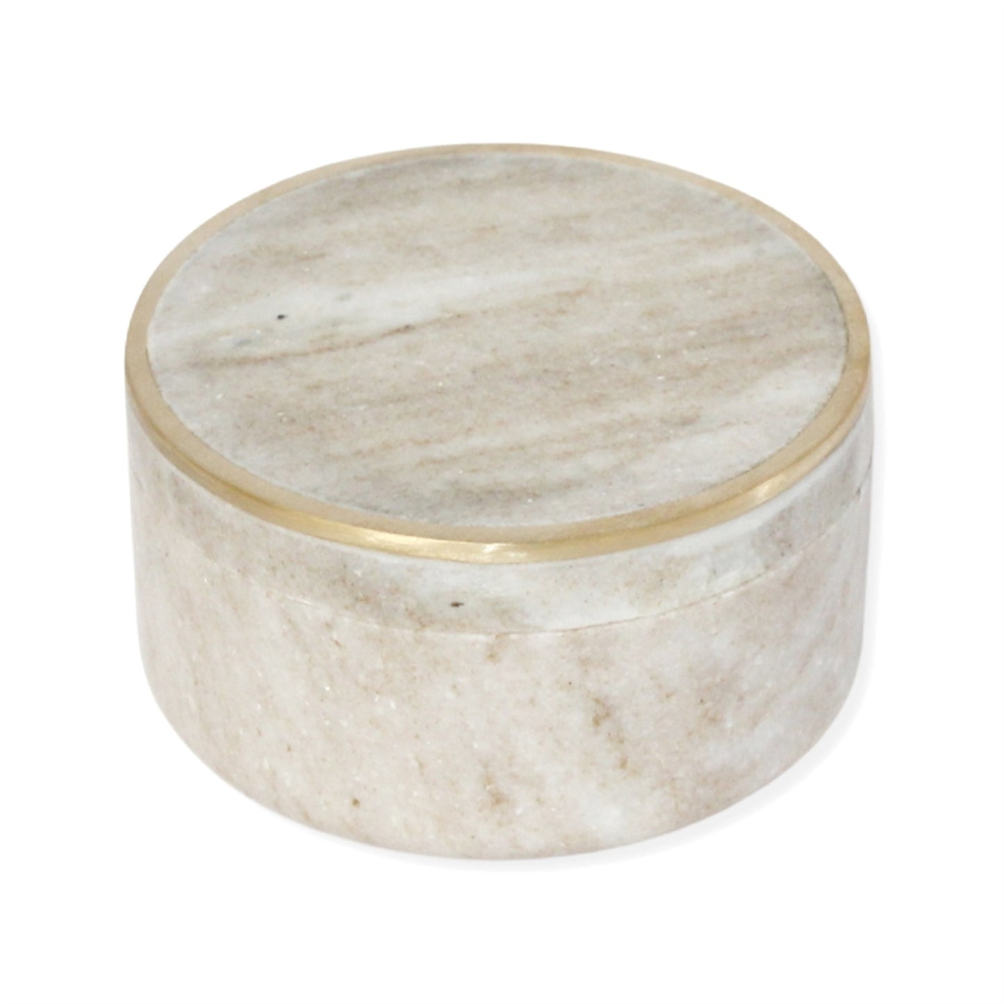 Beige Marble Canister w/ Brass Edge Lid