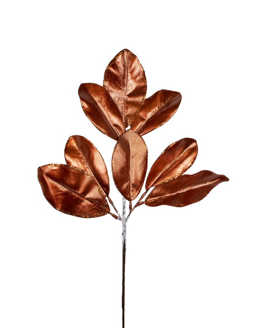 Copper leaf decorative item on a white background