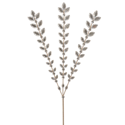 Decorative plant stems with leaf-like embellishments on a white background