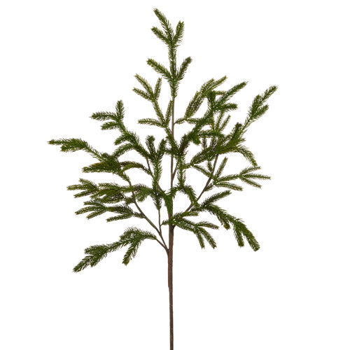 Artificial Christmas tree branch on a white background