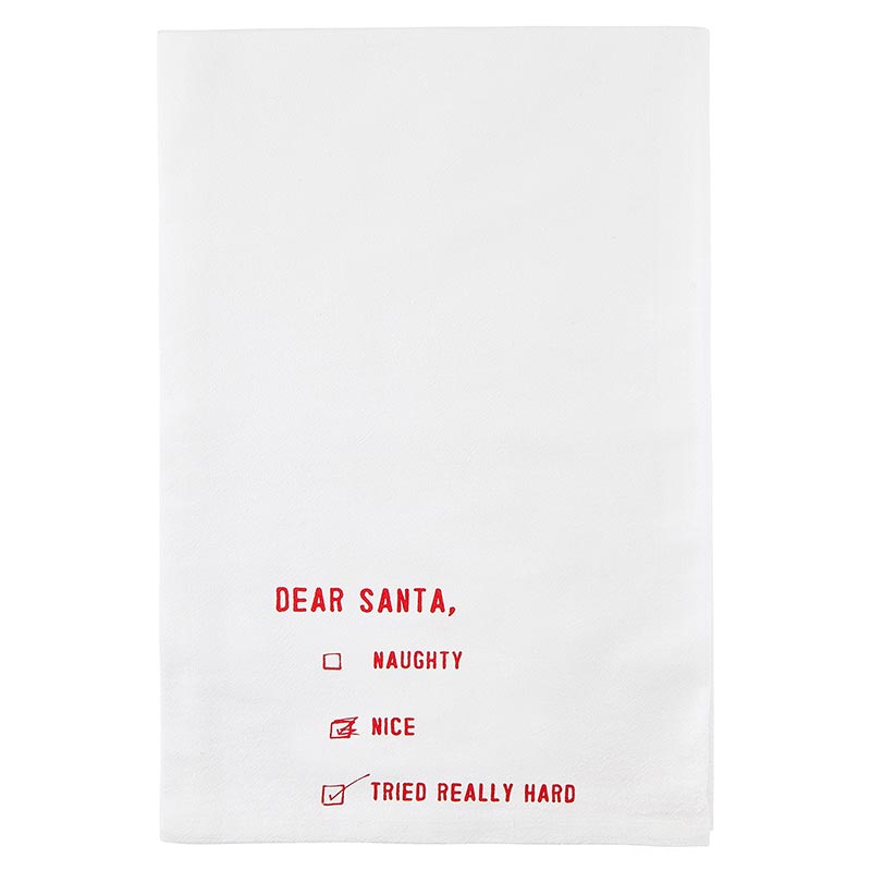 Santa Check List Dish Towel