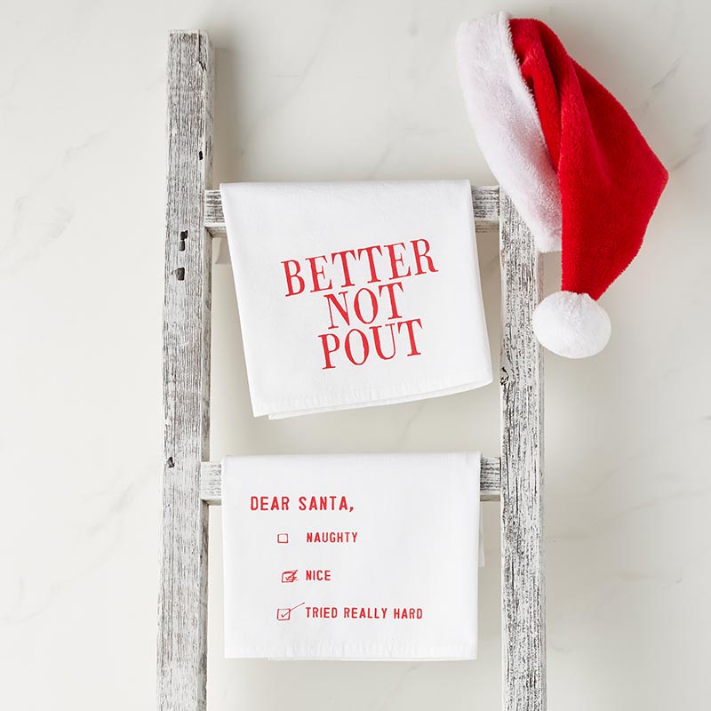 Santa Check List Dish Towel