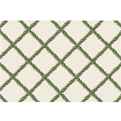 Green lattice pattern on a white background