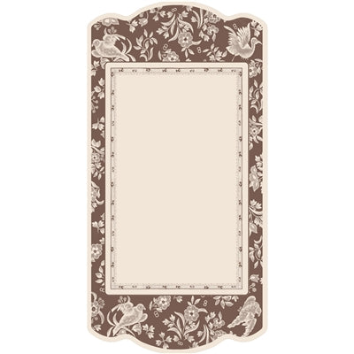 Decorative paper accent cards with floral and bird patterns on a white background