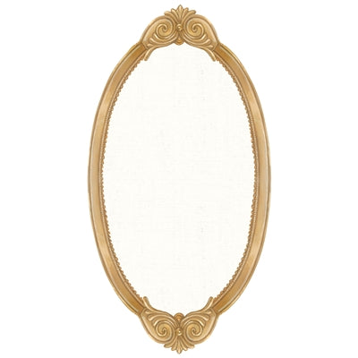 Decorative gold oval paper place accent card on a white background