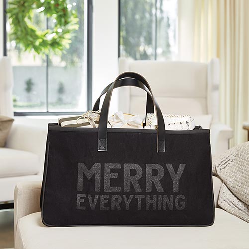 Glitter Merry Everything Canvas Tote