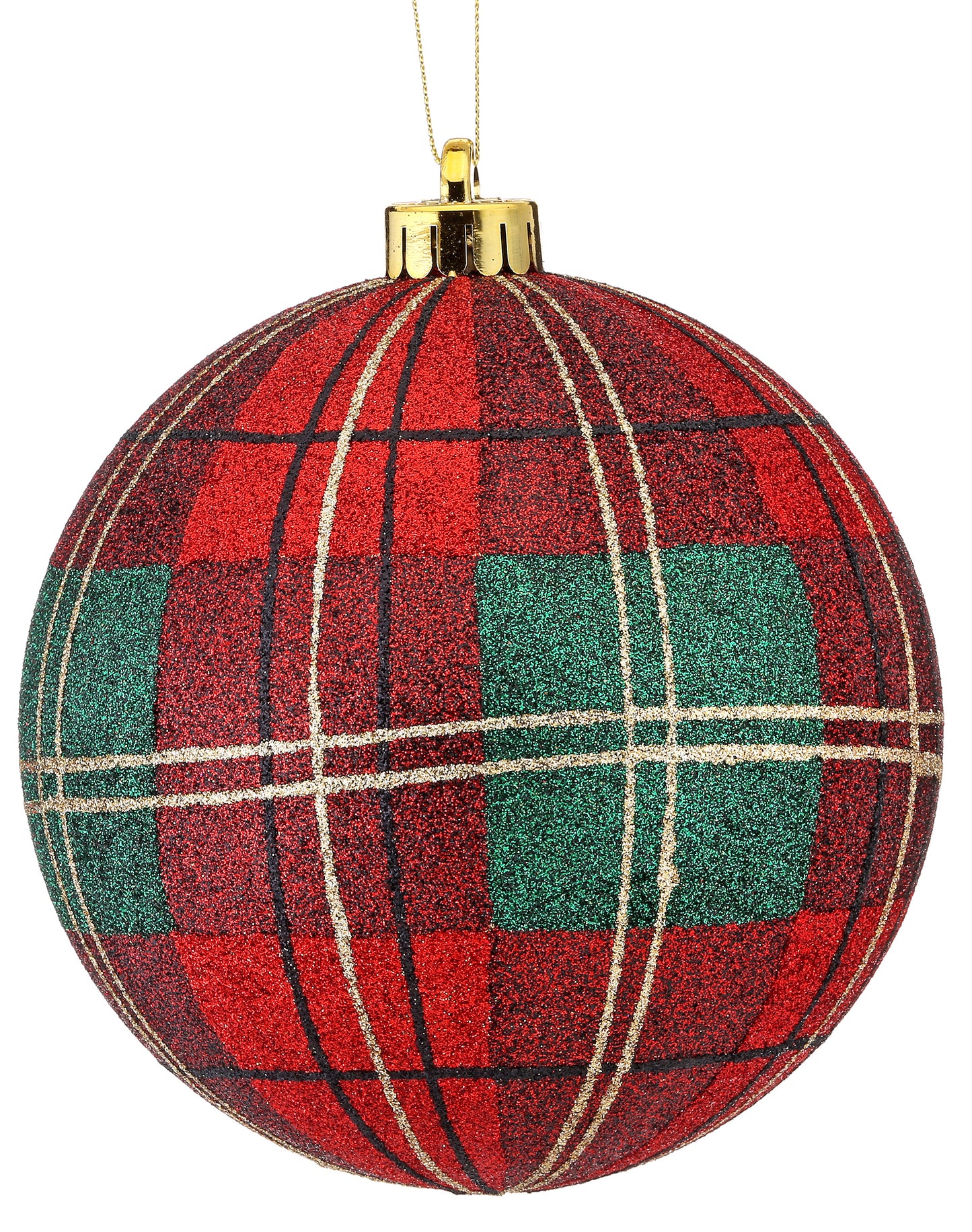 Glitter Plaid Ball Ornament