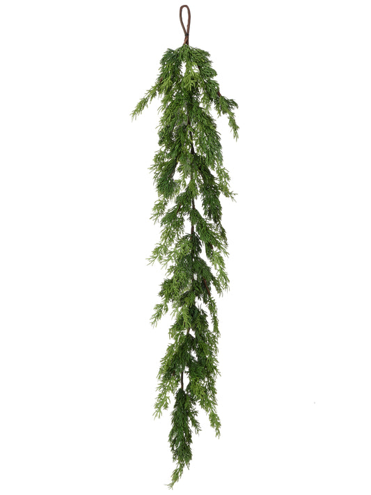 Real Touch Cedar Garland on a white background