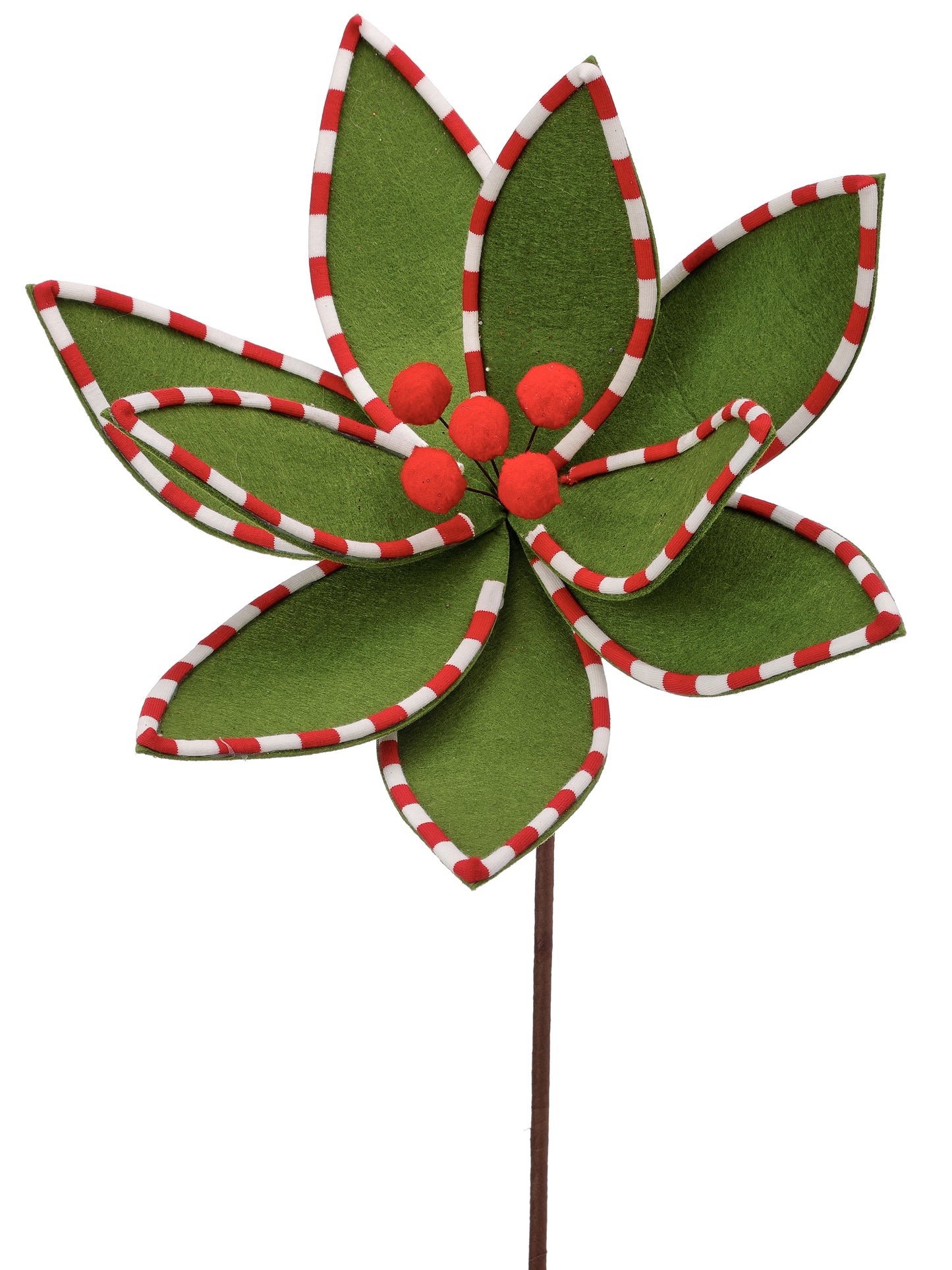 Felt Poinsettia with Peppermint Edge