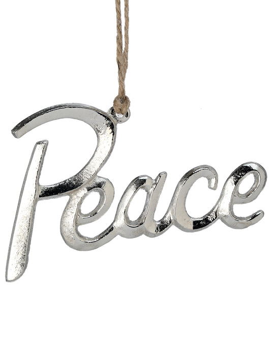 5" Aluminum Scripted Written "Peace" Ornament