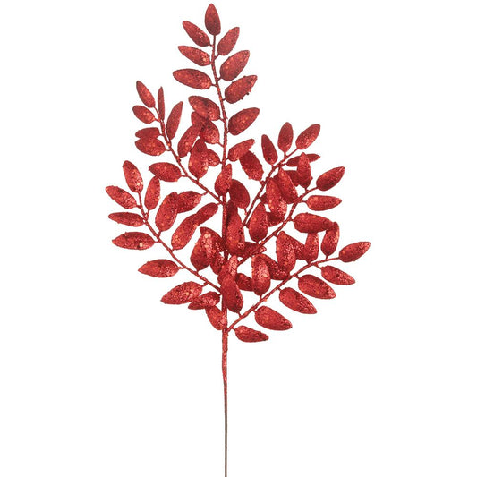 21.5" Glitter Honey Locust Leaf Spray