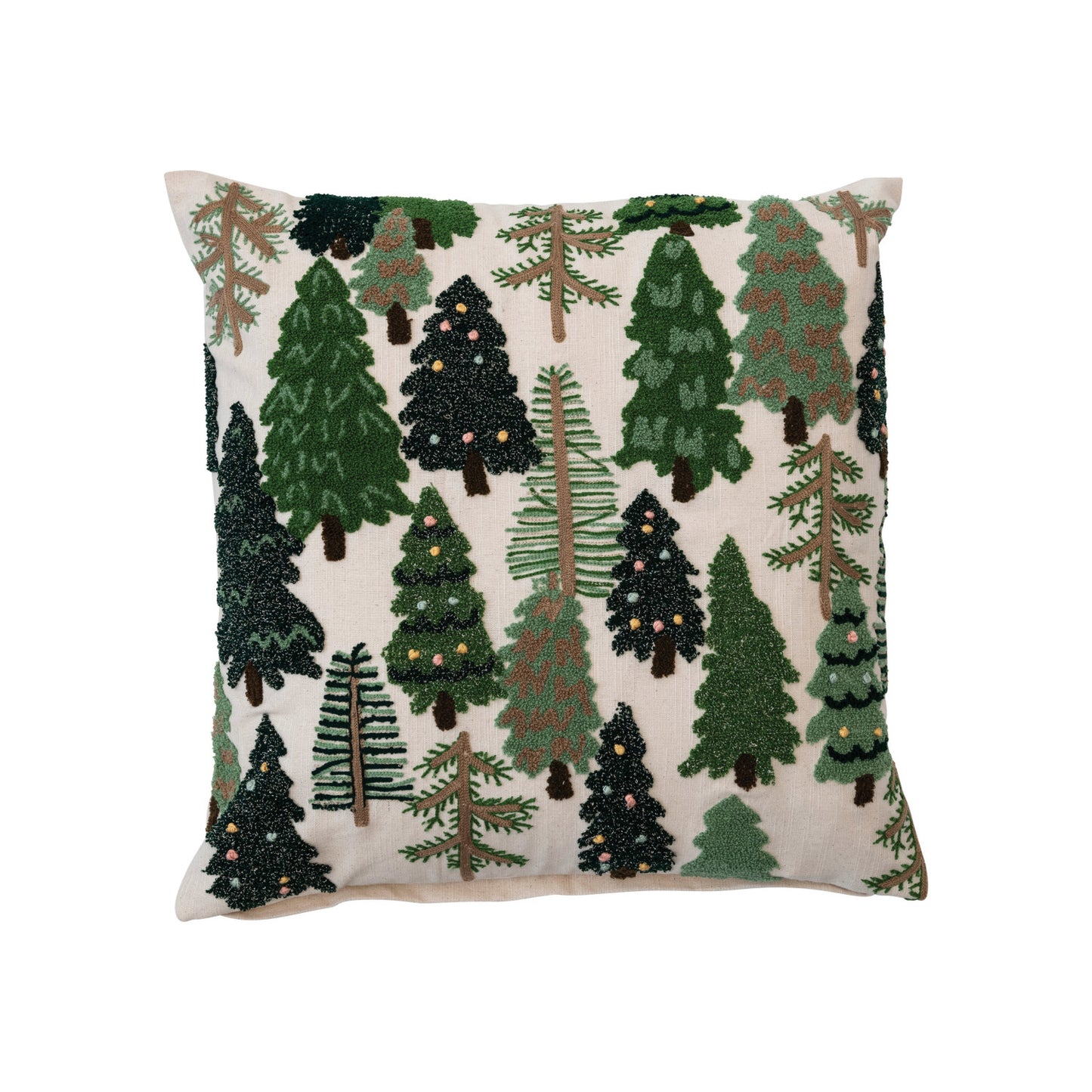 Square Cotton Slub Embroidered Pillow