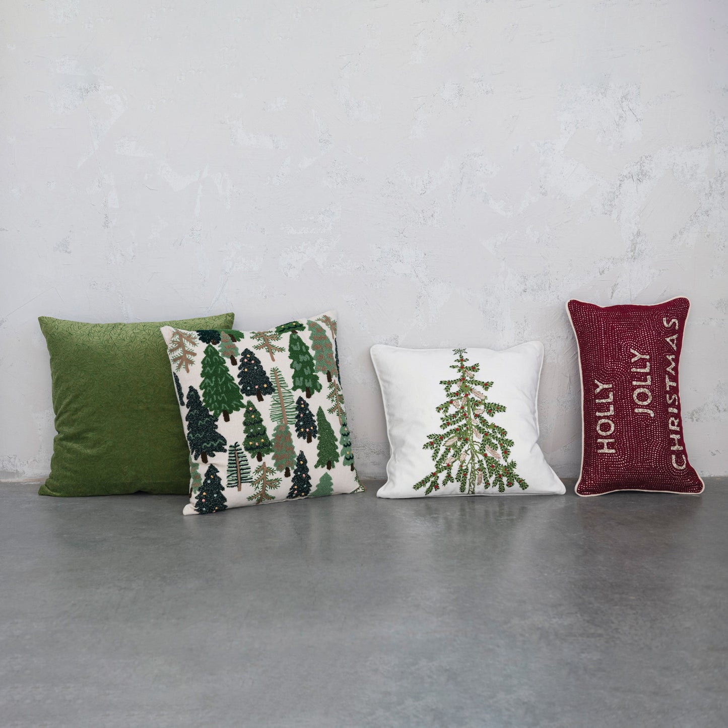 Square Cotton Slub Embroidered Pillow