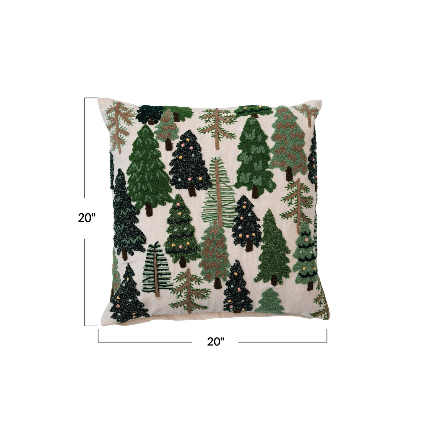 Square Cotton Slub Embroidered Pillow