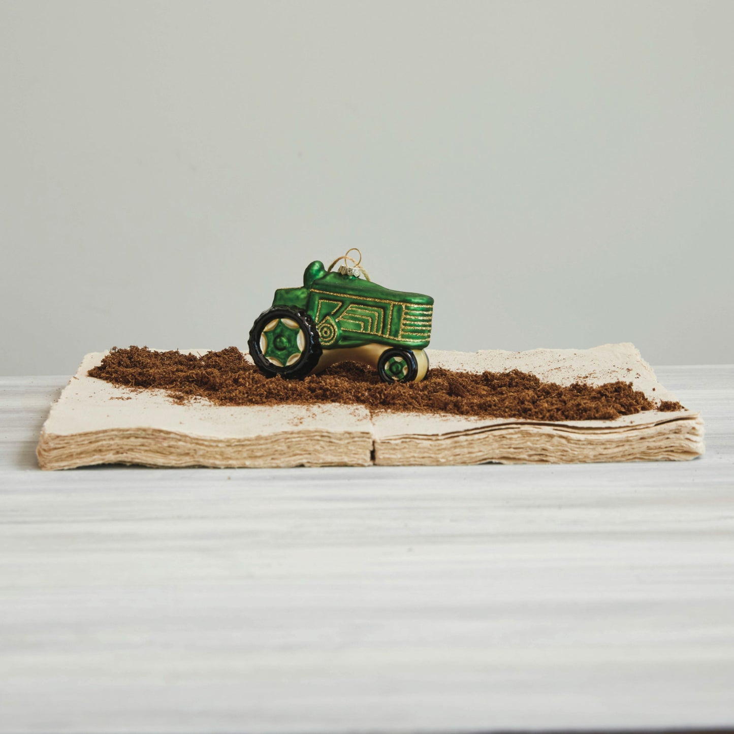 Hand Painted Glass Tractor Ornament