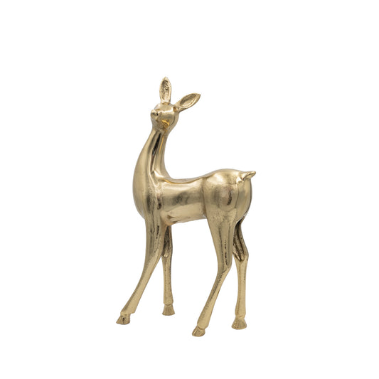 Gold deer figurine on a white background