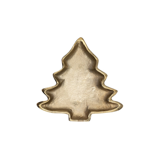Gold tree-shaped tray on a white background