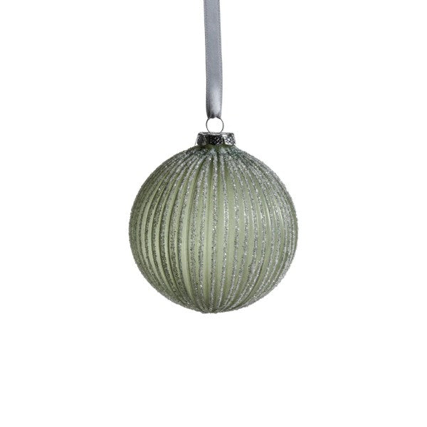 Grooved Glitter Glass Ball Ornament