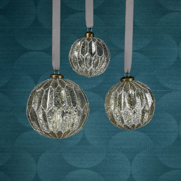 Antique Silver Glass Ball Ornament