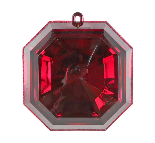 A burgundy 6-inch square-shaped jewel