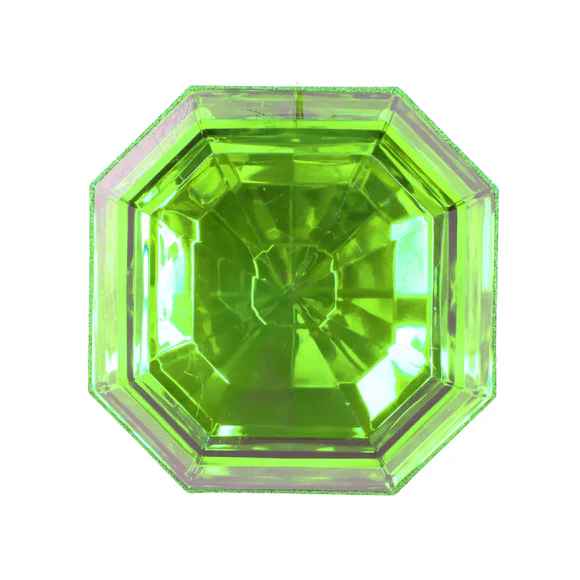 A lime green 6-inch square-shaped jewel