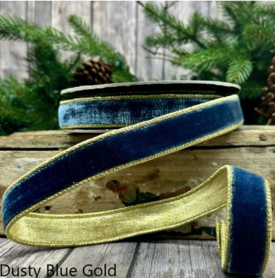 1" Lush Velvet Ribbon with Metallic Gold Back