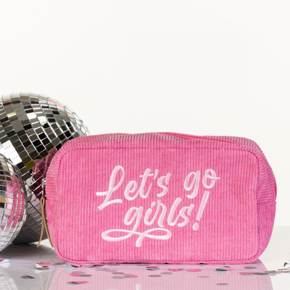 'Let's Go Girls!' Corduroy Cosmetic Bag