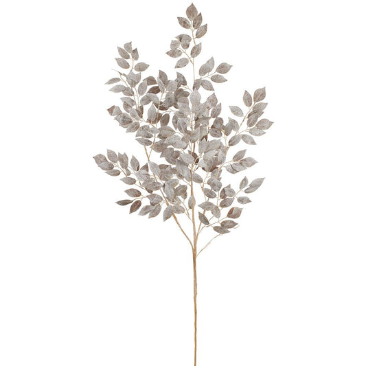 52" Glittered Rose Leaf Spray