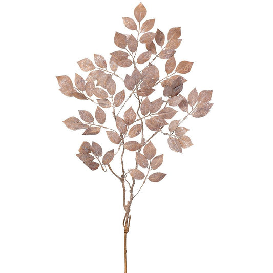 36" Glittered Rose Leaf Spray