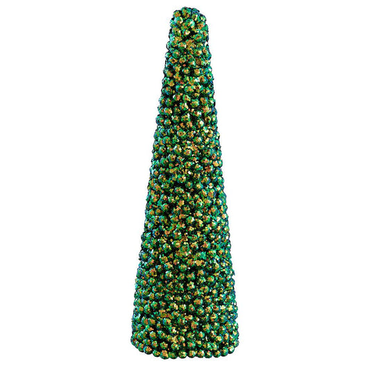 18" Glittered Bead Cone Topiary