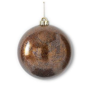 Glittered Bronze Round Gold Leaf Shatterproof Ornament