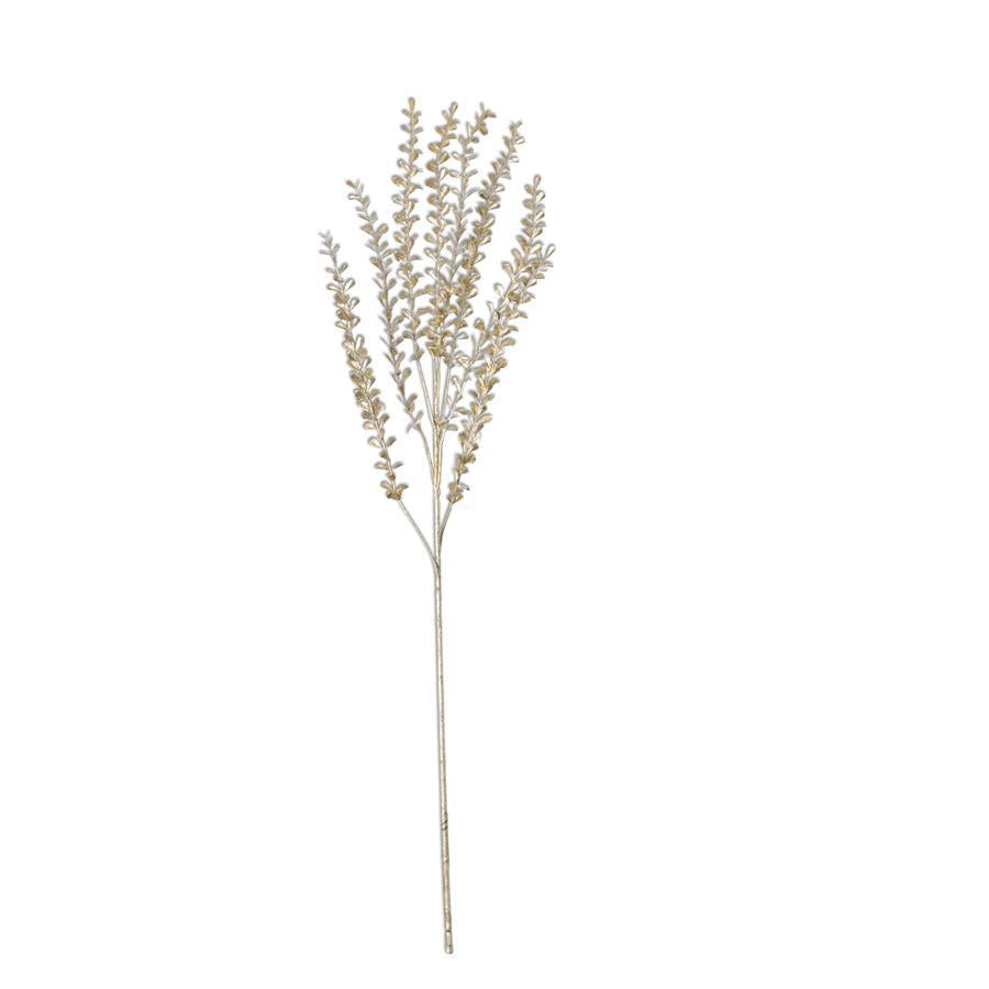 31" Champagne Glittered Stem with Mini Teardrop Leaves