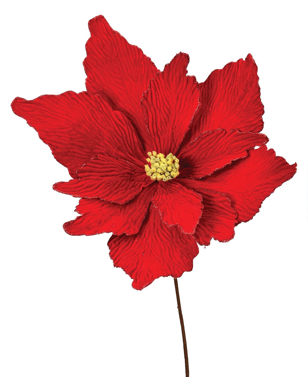Super Velvet Glitter Edge Poinsettia Stem