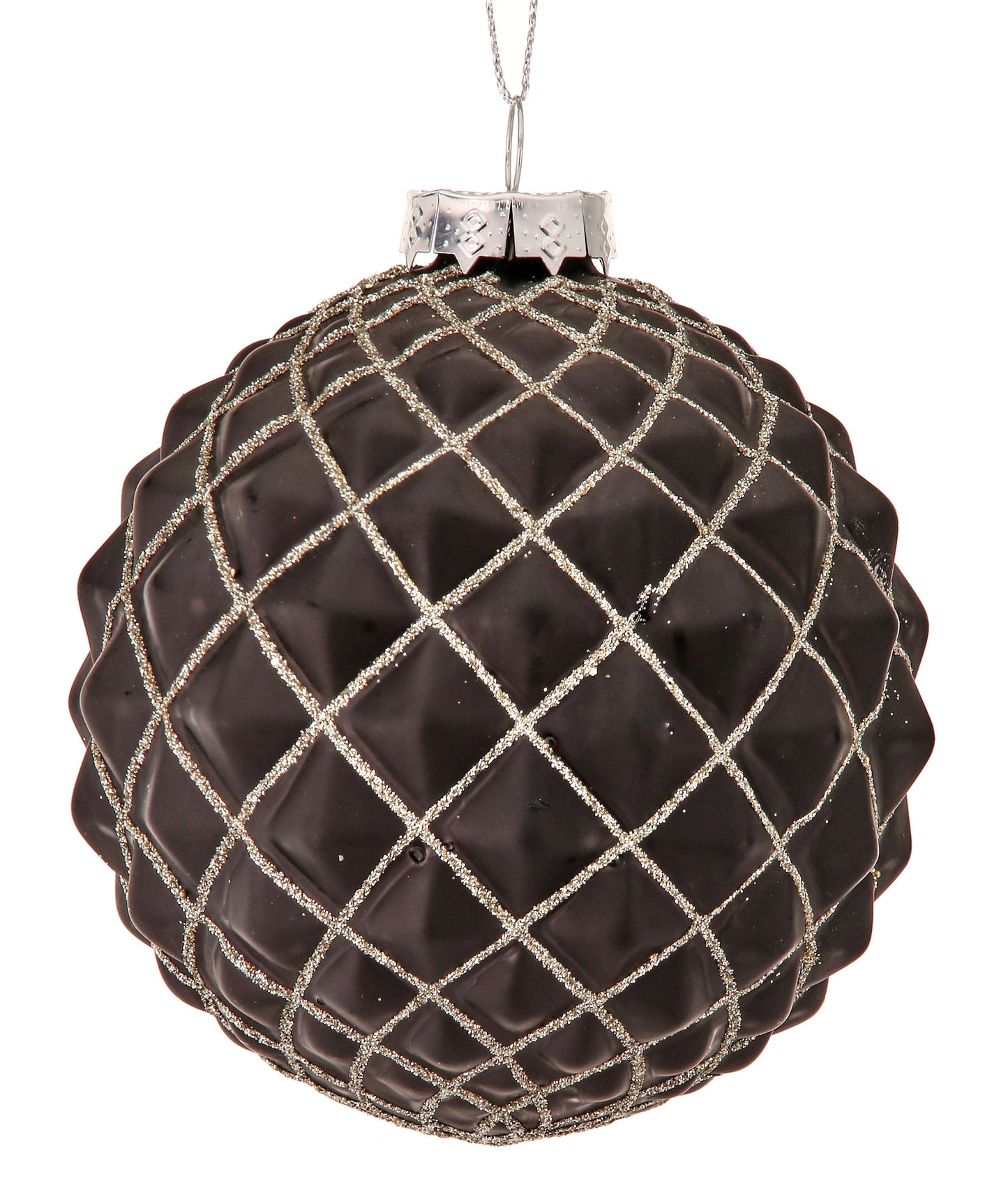 4" Glass Black/Gold Ball Ornament