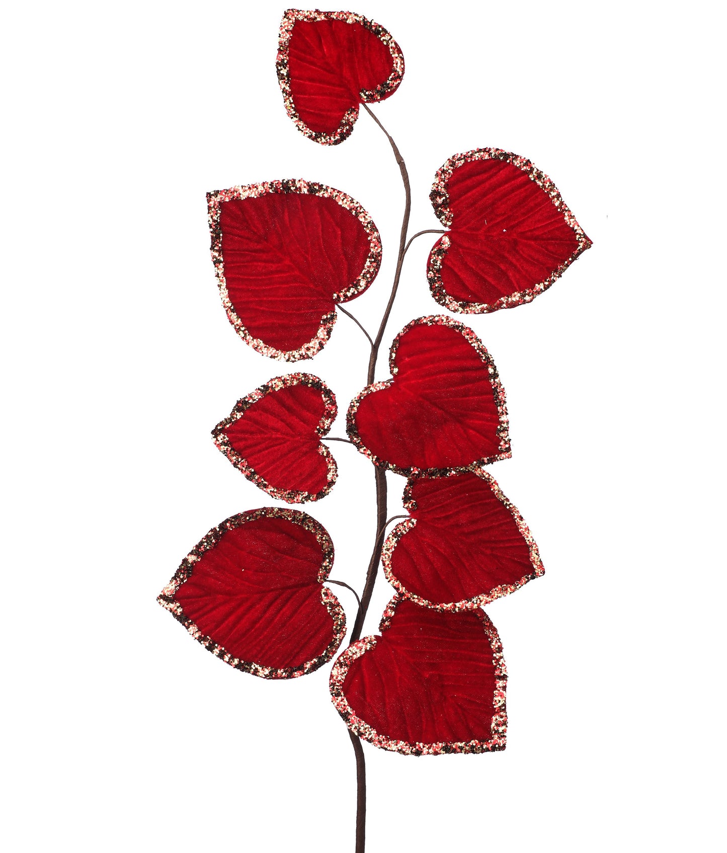 28" Glitter Edge Velvet Aspen Leaf Spray