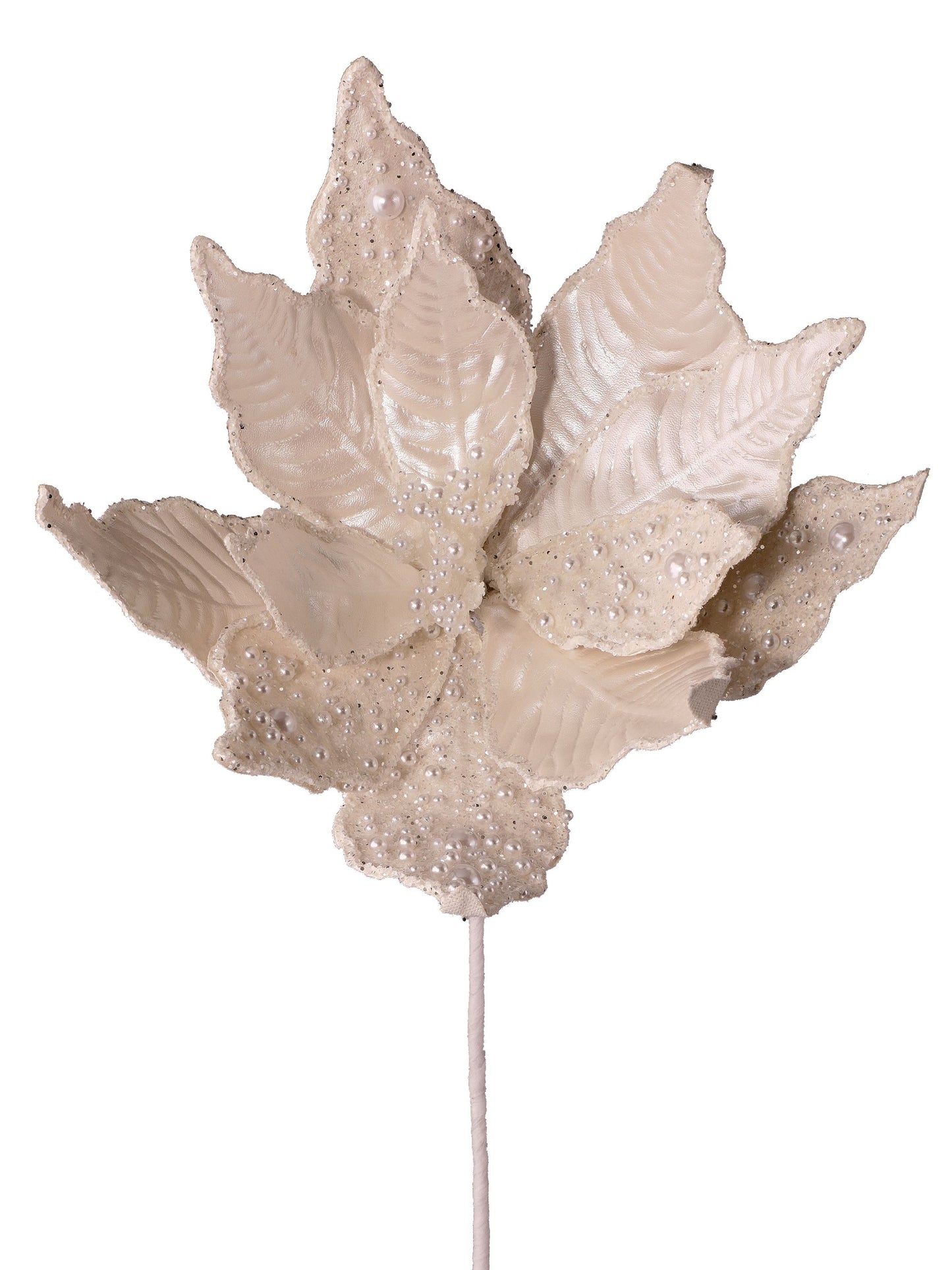 Pearl with Sequins Poinsettia Stem