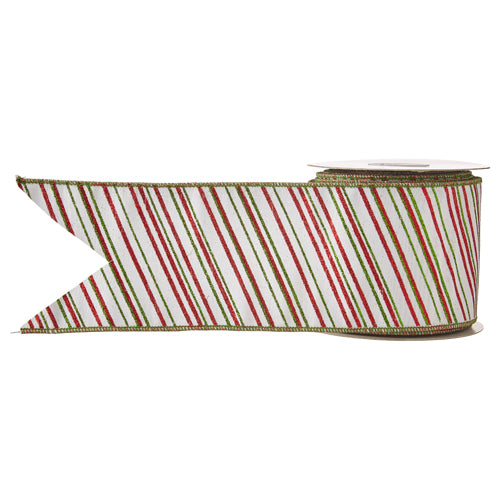 Glitter Striped Wired Ribbon