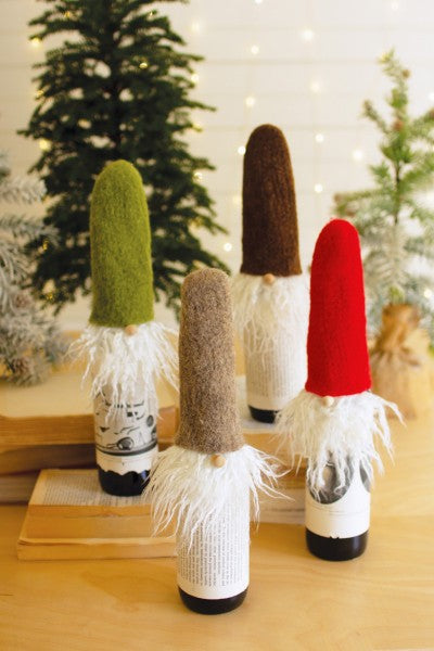 Felt Santa Wine Toppers with Wispy Beards