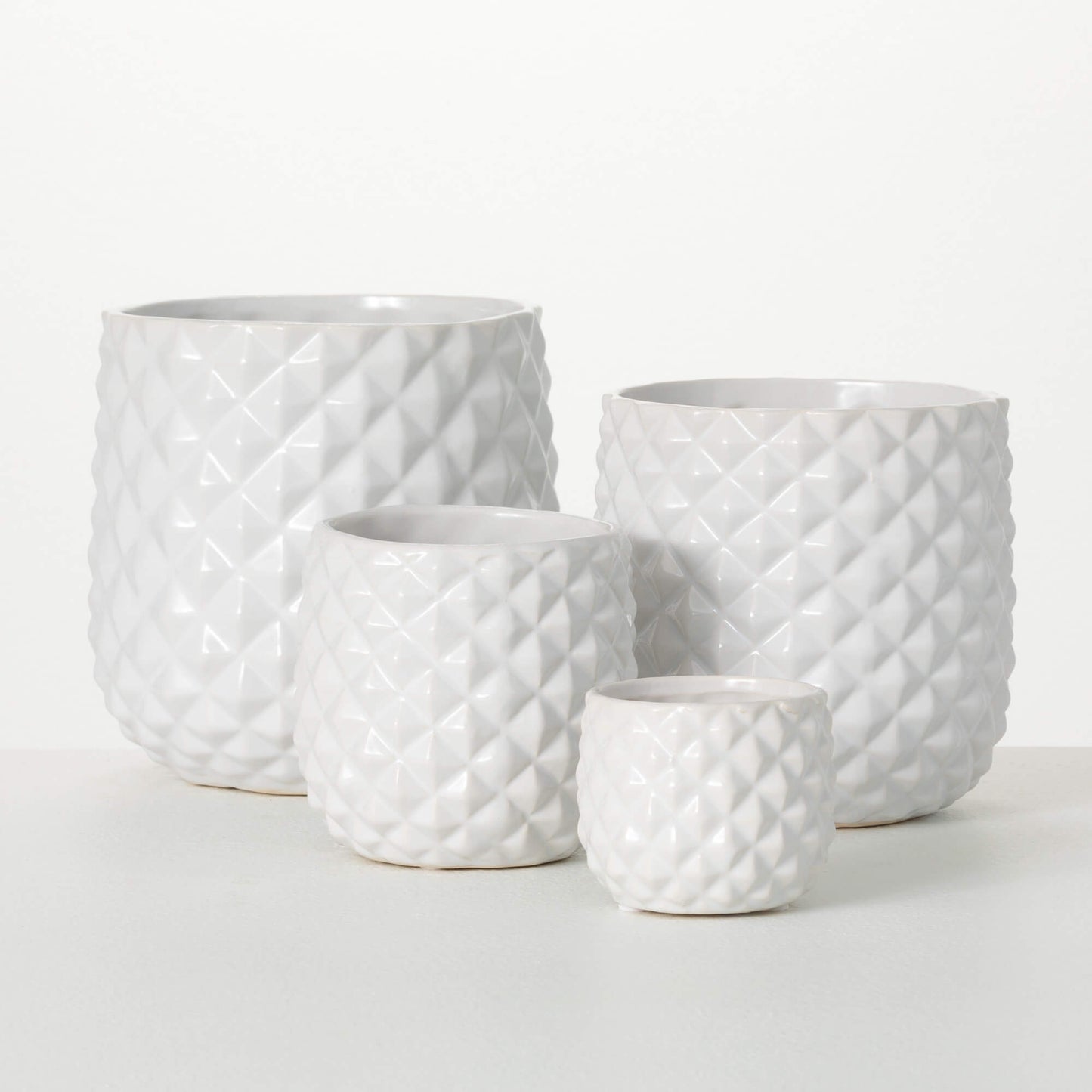 Faceted Glazed Ivory Planter